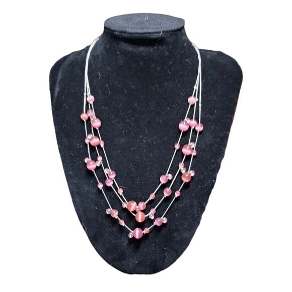 Vintage Pretty in Pink Multi-Layered Beaded Necklace - Picture 4 of 6
